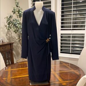 Elegant Navy Wrap Dress